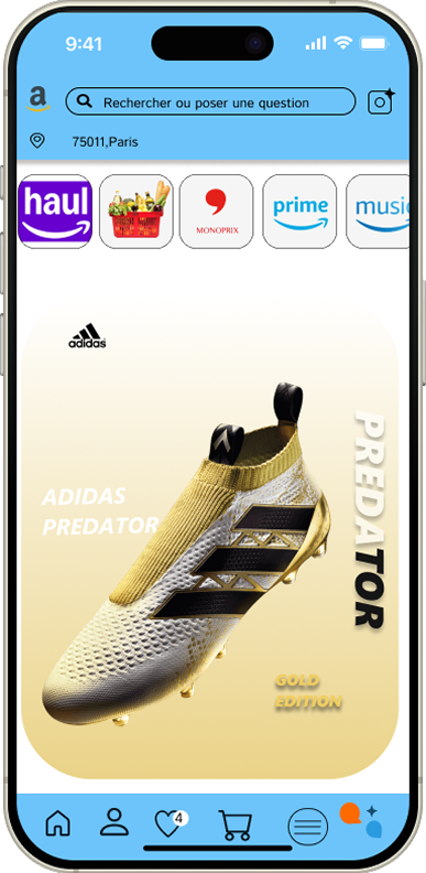 Écran accueil Amazon redesign en mode jour